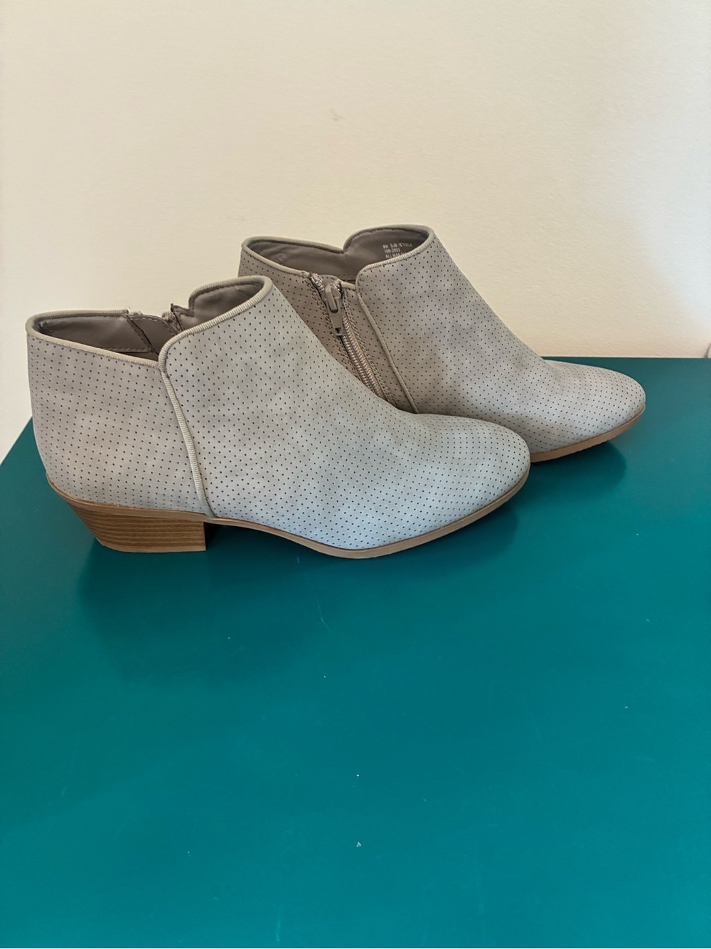 St. John's Bay Light Gray Perforated Ankle Booties